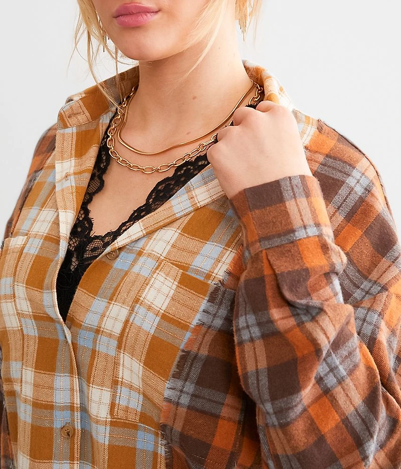Mixed Flannel Boyfriend Shirt