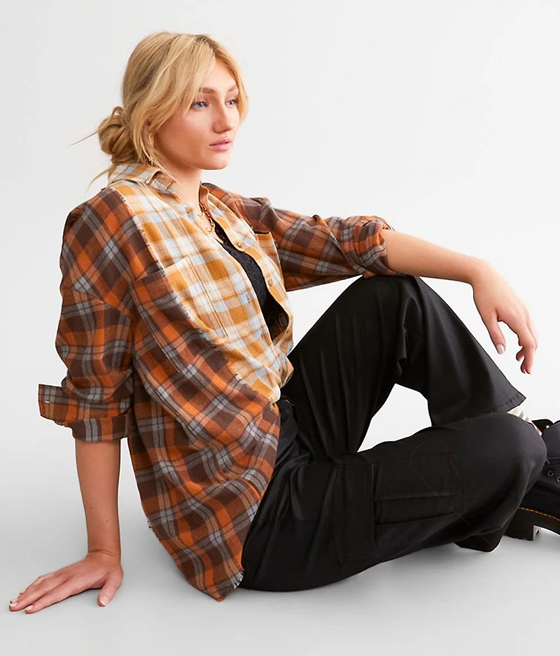 Mixed Flannel Boyfriend Shirt