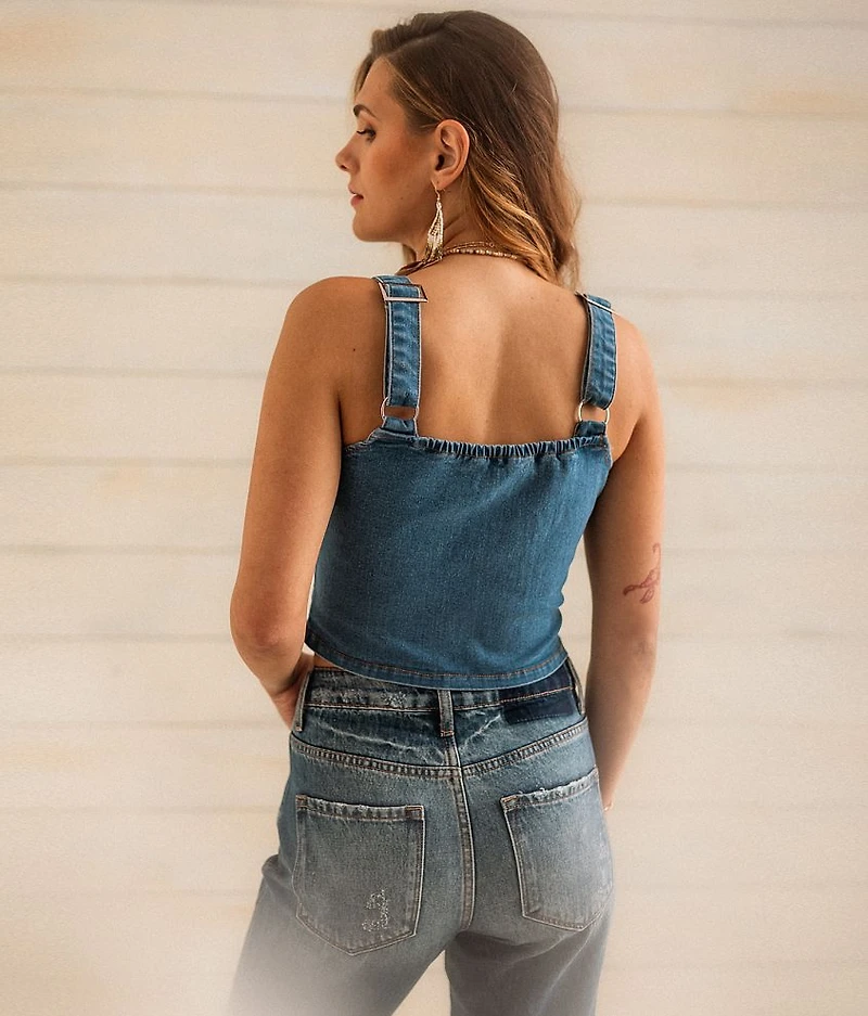 Corset Denim Cropped Tank Top
