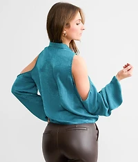 Cold Shoulder Satin Blouse