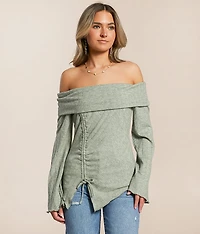 Off The Shoulder Ribbed Top