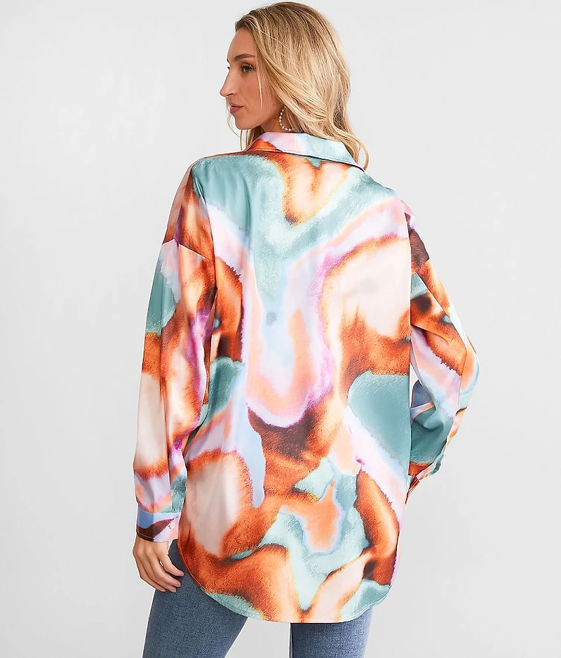 Marble Satin Oversized Blouse