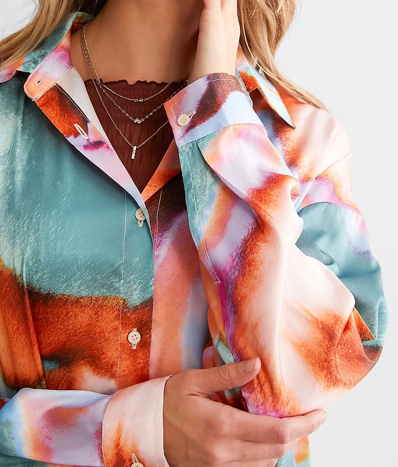 Marble Satin Oversized Blouse