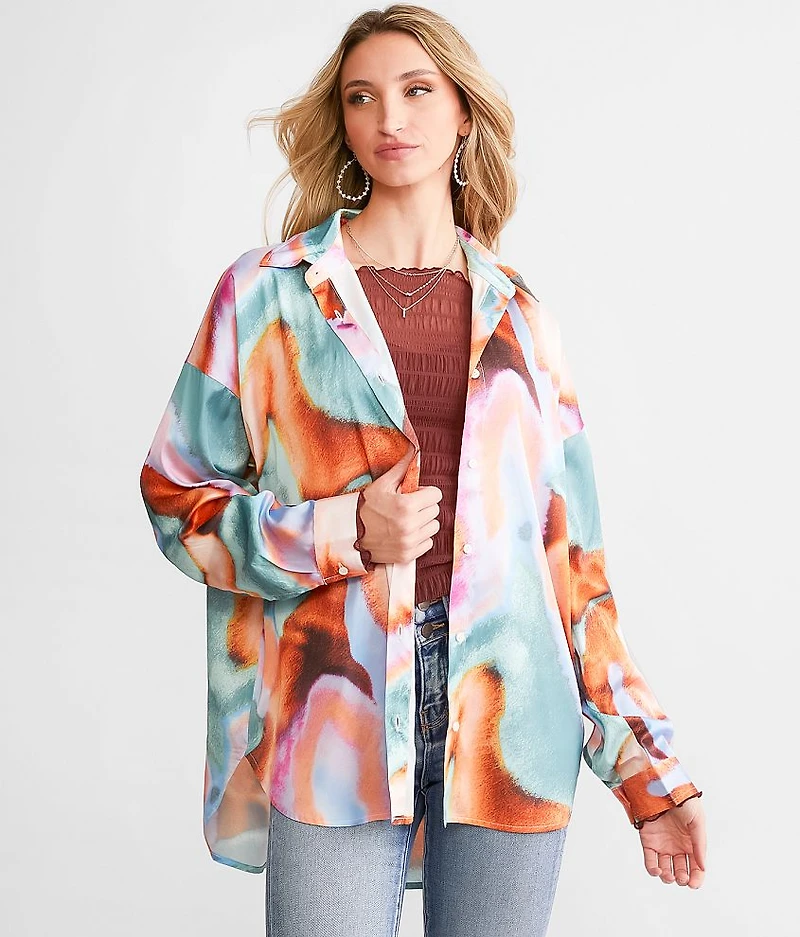 Marble Satin Oversized Blouse