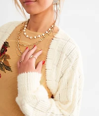 Eyelash Bolero Cropped Cardigan Sweater