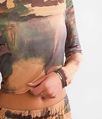 Fitted Mesh Cropped Top