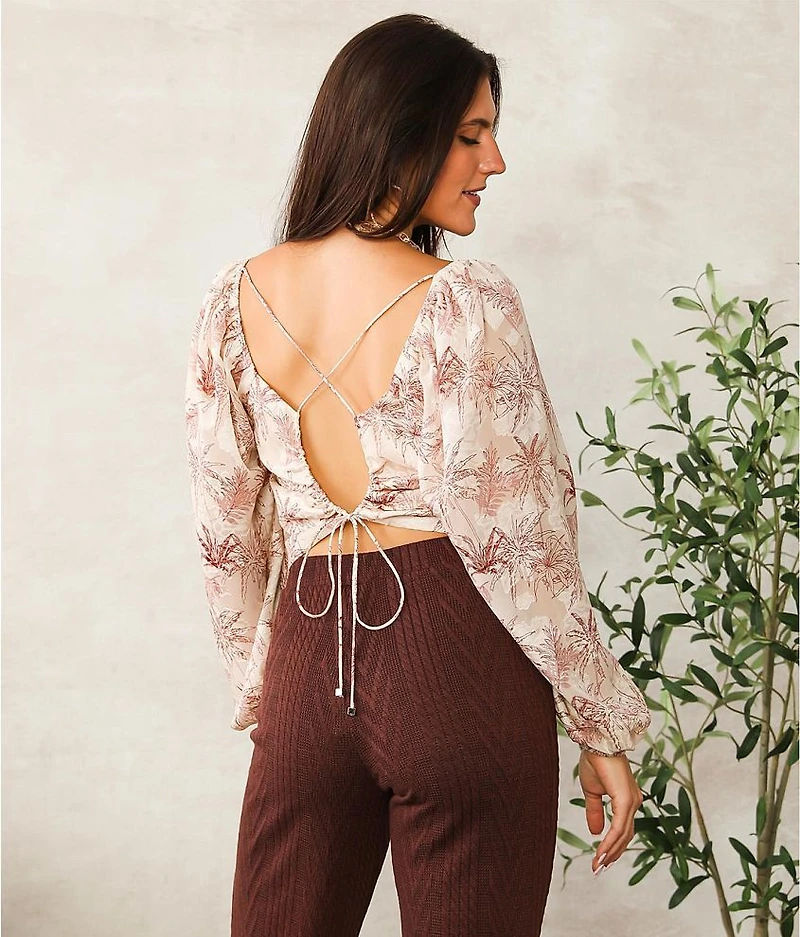 Floral Print Open Back Top