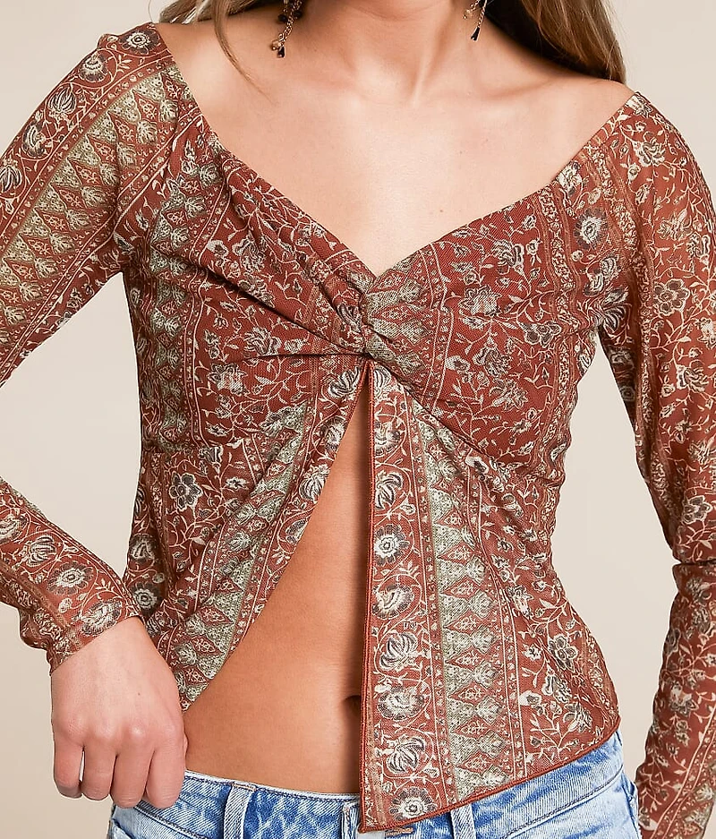 Mesh Split Hem Top
