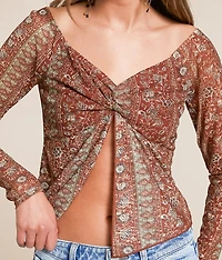 Mesh Split Hem Top