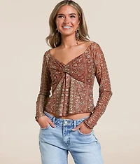 Mesh Split Hem Top