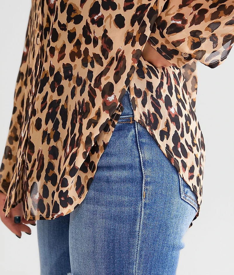 Cheetah Chiffon Blouse