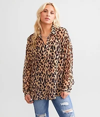 Cheetah Chiffon Blouse