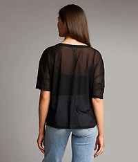 Floral Embroidered Mesh Top