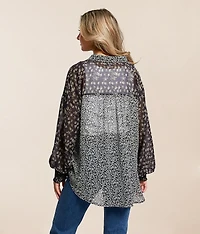 Mixed Floral Chiffon Blouse