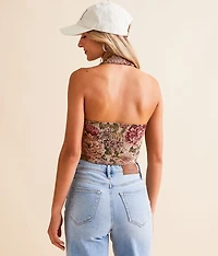 Floral Jacquard Halter Vest