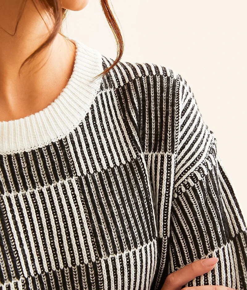 Checker Ribbed Sweater