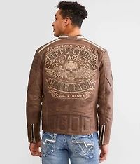 American Customs Black Skull Leather Jacket