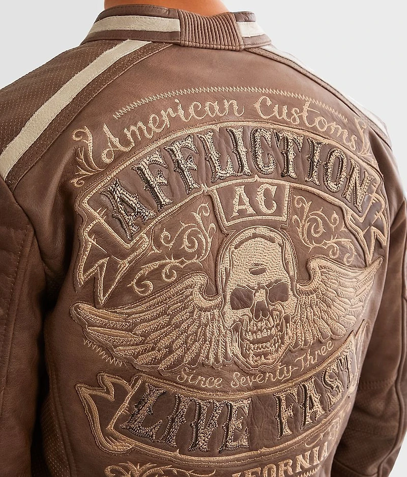 American Customs Black Skull Leather Jacket