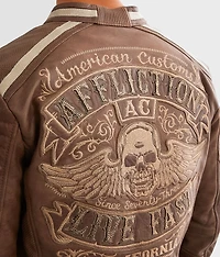 American Customs Black Skull Leather Jacket