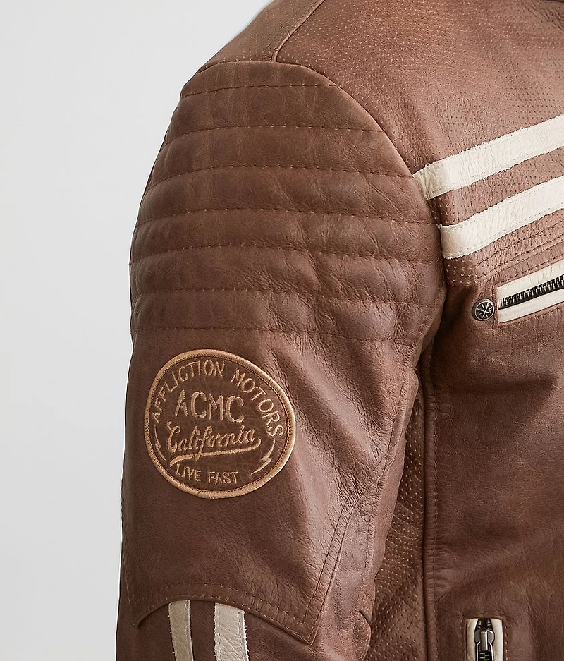 American Customs Black Skull Leather Jacket