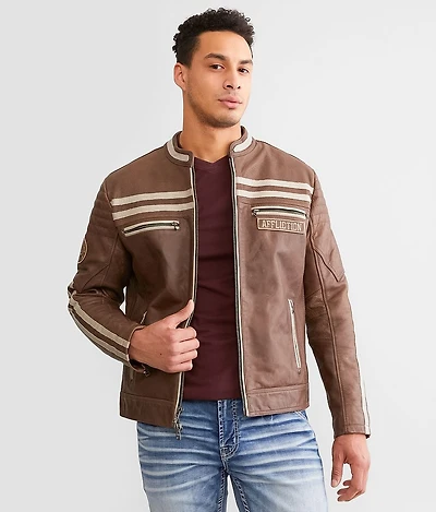 American Customs Black Skull Leather Jacket