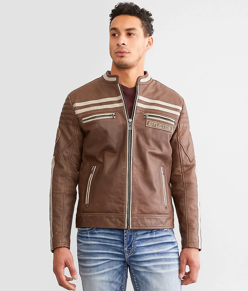American Customs Black Skull Leather Jacket
