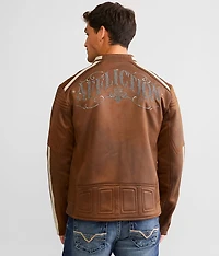 Trident Distressed Faux Leather Jacket
