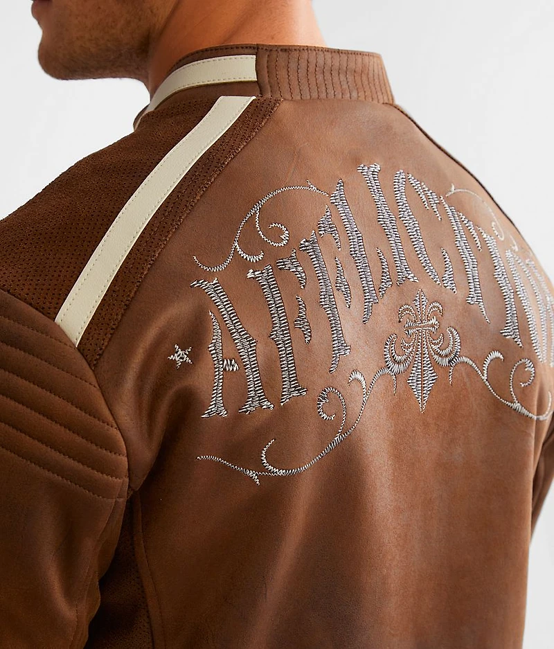 Trident Distressed Faux Leather Jacket