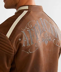 Trident Distressed Faux Leather Jacket