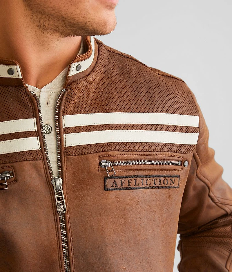 Trident Distressed Faux Leather Jacket