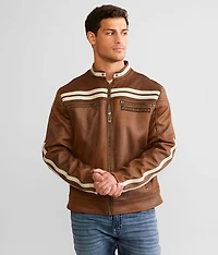 Trident Distressed Faux Leather Jacket