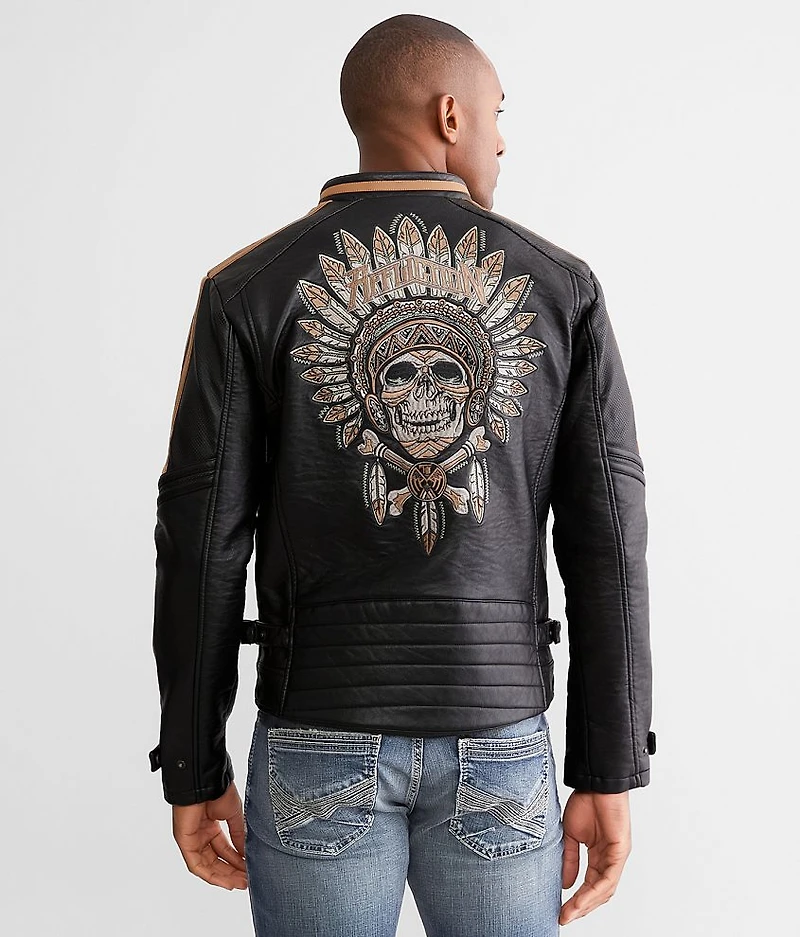 Apache Faux Leather Hooded Jacket