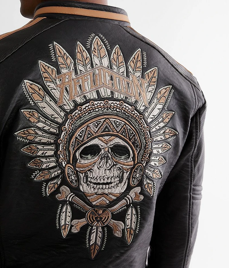 Apache Faux Leather Hooded Jacket