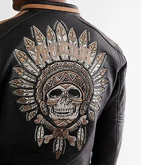 Apache Faux Leather Hooded Jacket