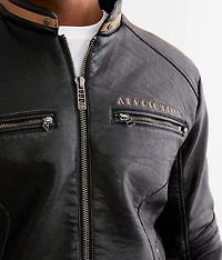 Apache Faux Leather Hooded Jacket
