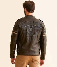 American Customs Distressed Faux Leather Jacket
