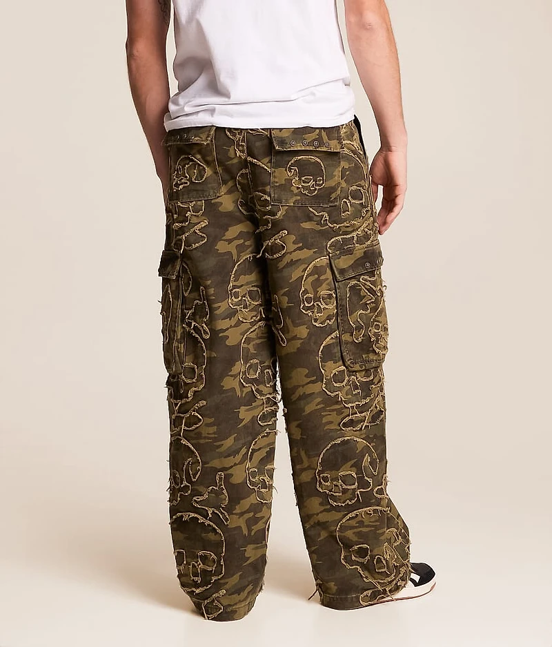 Skull Camo Extra Wide Leg Cargo Jean