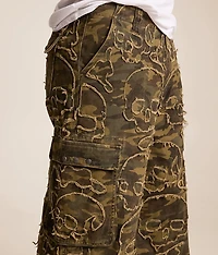 Skull Camo Extra Wide Leg Cargo Jean