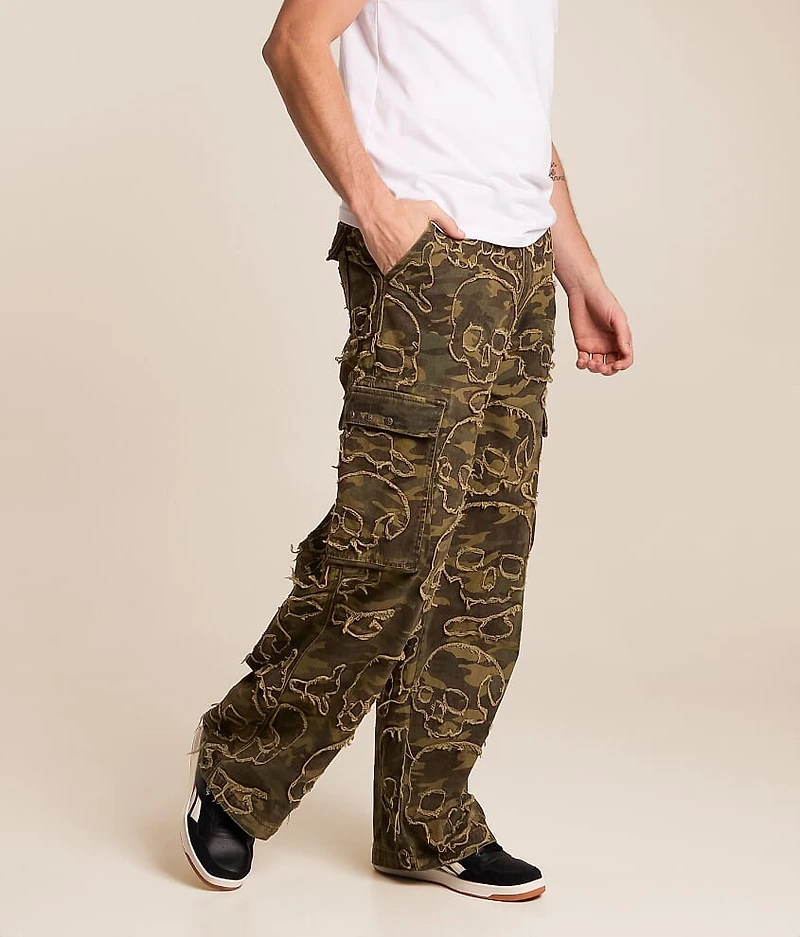 Skull Camo Extra Wide Leg Cargo Jean