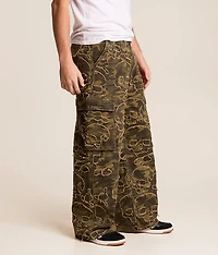 Skull Camo Extra Wide Leg Cargo Jean