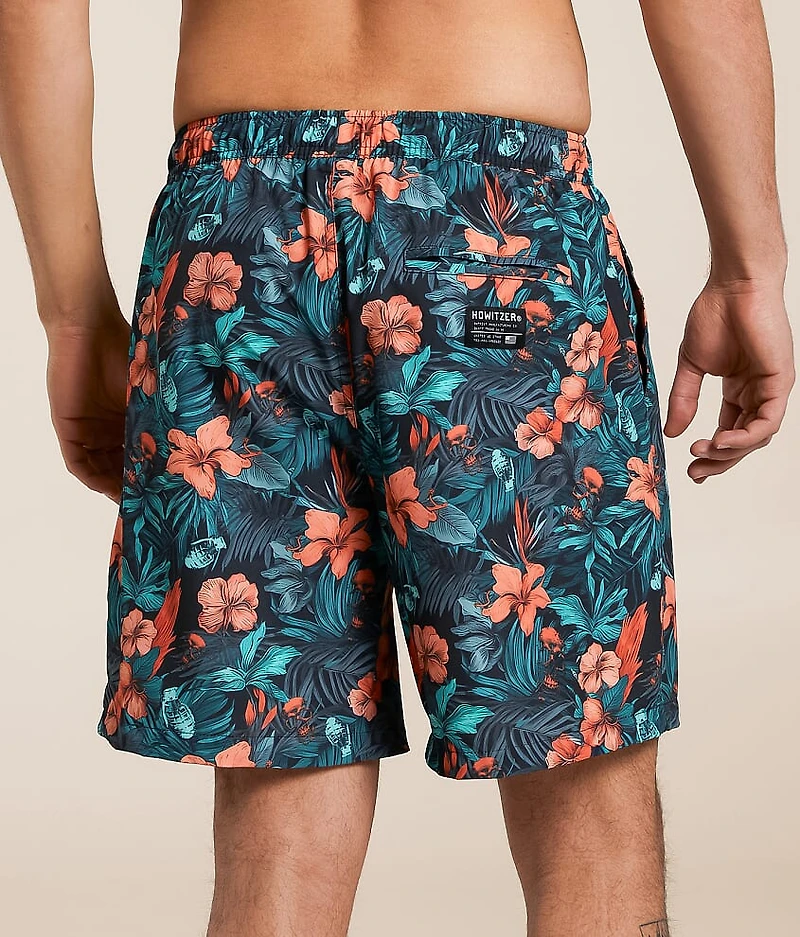 War Flowers Stretch Swim Trunks