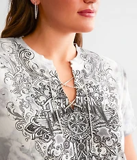 Newport Road Lace-Up Rhinestone T-Shirt