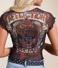 Hollow Point Mesh Baby Cropped T-Shirt