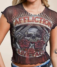 Hollow Point Mesh Baby Cropped T-Shirt