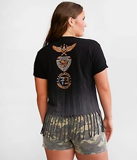 American Customs Grease Stain Fringe T-Shirt