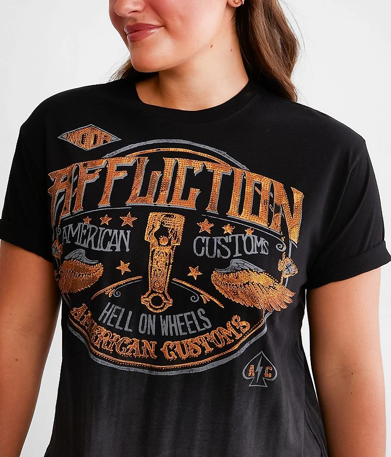 American Customs Grease Stain Fringe T-Shirt
