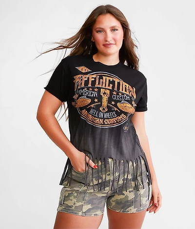 American Customs Grease Stain Fringe T-Shirt