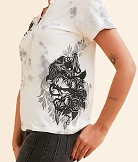 Seductive Rhinestone Lace-Up T-Shirt