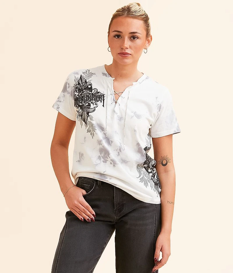Seductive Rhinestone Lace-Up T-Shirt