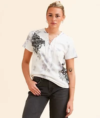 Seductive Rhinestone Lace-Up T-Shirt